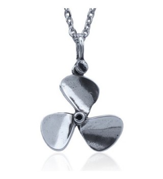 Boat Propeller Pendant Crafted in Sterling Silver By Jewelry Artist- J. Nautora. 18 Inch Necklace Chain - CT11IROEIOR