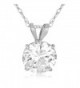 Jewelili 10KT White Gold Swarovski Zirconia Solitaire Pendant Necklace- 18" - CC17YZ2WMY0