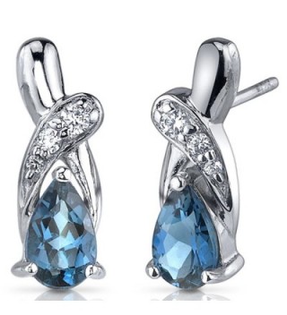 London Blue Topaz Earrings Sterling Silver Rhodium Nickel Finish 2.00 Carats Pear Shape CZ Accent - C6116NSDY6R