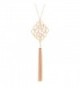 Rosemarie Collections Women's Celtic Knot Tassel Long Pendant Necklace - Light Rose Gold - CO183R6GQR9