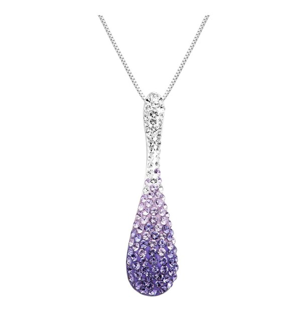 Crystaluxe Drop Pendant Necklace with Purple Ombre Swarovski Crystals in Sterling Silver- 18" - CV12E0UR74J