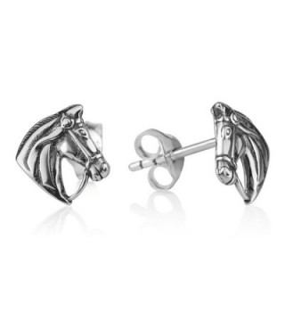 Oxidized Sterling Vintage Equestrian Earrings