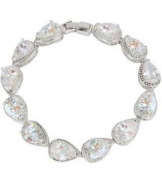 EVER FAITH Prong Zircon Teardrop Wedding Tennis Bracelet Clear Silver-Tone - C511ZH5MLBL