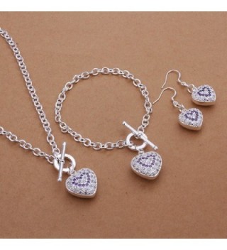 CY-Buity European Style Ring Necklace Carved Patterns Love Heart Pendants 925 Silver Plated Jewelry Set - CL11IWUXMSJ