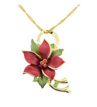 Poinsettia Christmas Swarovski Crystal Pendant