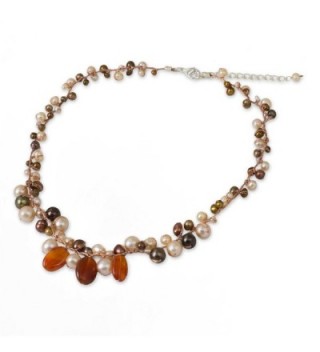 NOVICA Carnelian Cultured Freshwater Sterling