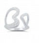 Sterling Silver Simulated Diamond Open Heart Statement Ring (Size 4 - 9) - CN12CNVAKF9