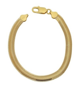 Yellow Gold Over Sterling Silver 6.4mm Oval Snake Bracelet (7.5 or 8.5 inch) - CA12M3KXB6B
