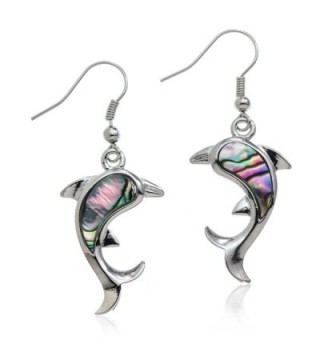 PammyJ Silvertone Abalone Dolphin Dangle Earrings - CP11P7CN3TX