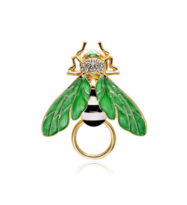 SENFAI Honey Bees Insect Wings Charm Bumble Bee Eyeglass Holder Brooch - Gold - C71822GSSO5