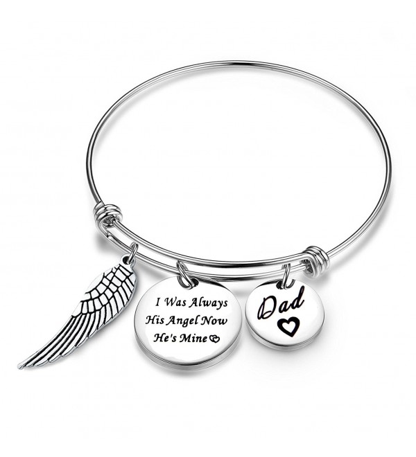 Ensianth I Was Always His Angel Now He's Mine Dad Expendable Pendant Bangle with Angel Wing - angle bangle - CJ17YU4WENE