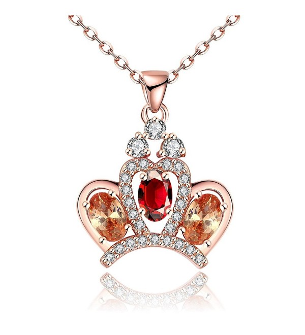 Mealove *Princess Crown* Czech Drill Crystal Pendant Necklace - CC12K15UMRL