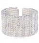 EleQueen Women's Silver-tone Austian Crystal Open End Wide Elegant Party Cuff Bangle Bracelet Clear - C2123WRHWMD