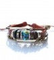 Men's Handmade Tribal Beads Braided Leather Cuffs Wrap Bracelet - blue - CU12O35TLV4