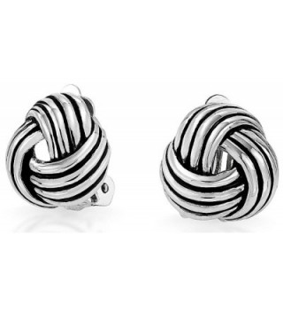 Bling Jewelry Love Knot Woven Clip On Earrings Antique Style Rhodium Plated Brass - CJ11PRHGIXB