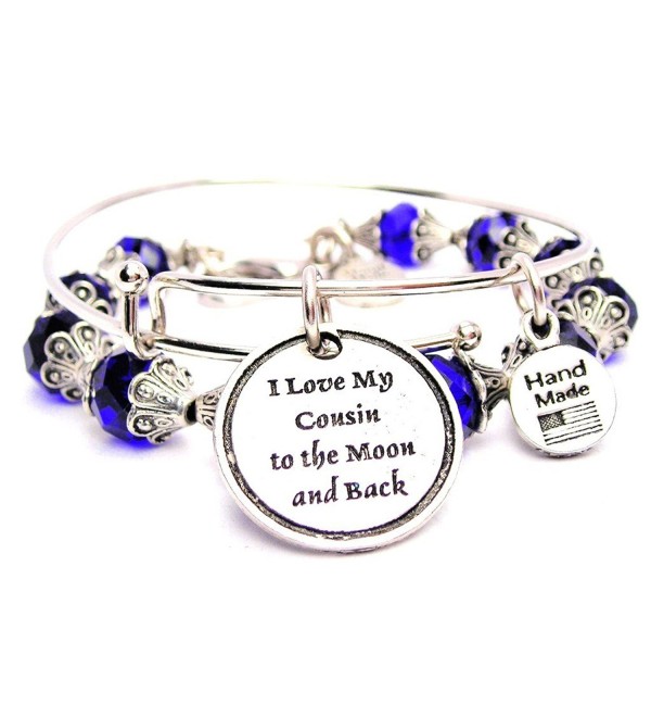 I Love My Cousin To The Moon And Back Collection Crystal Bangle Set in Sapphire Blue - C011VX5H6KP