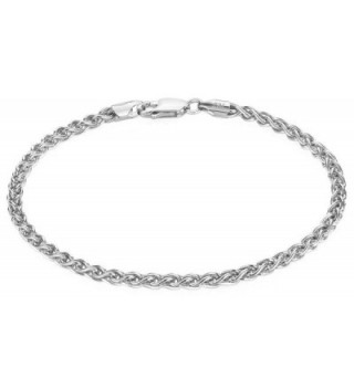 3.1mm Authentic 925 Sterling Silver Italian Crafted Rounded Wheat Chain Bracelet + Bonus Polishing Cloth - CM11UPWQS6P