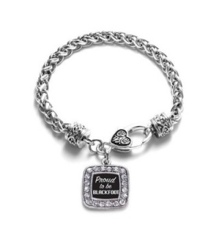 Proud To Be Blackfoot Classic Braided Classic Silver Plated Square Crystal Charm Bracelet - CX11XMU4OFT