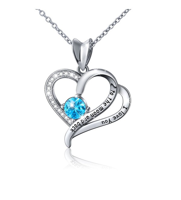 S925 Sterling Silver " I Love You To The Moon and Back " Forever Love Heart Pendant Necklace-18" - CT17YI44TQM