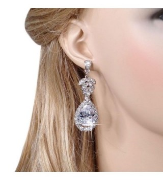 EVER FAITH Silver Tone Teardrop Earrings