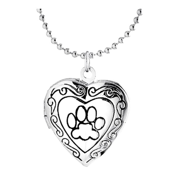 Cute Dog Paw Print Love Heart Lockets Animal Necklace Pendant Living Memory Lockets 18K Rose Gold Plated - C1184ZSI008