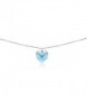 Sterling Silver Heart Choker Necklace Made with Swarovski Crystals - Light Blue - March - CI187I0IMHN