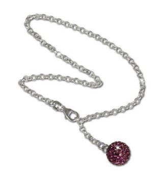 SilberDream anklet glitter ball with purple Zirconia- 925 Sterling Silver 9.8 inch SDF010V - CG118O2CT57