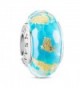 Tinysand 925 Sterling Silver Murano Glass Birthstone Charms Fits European Style Charm Bracelet - Blue - CP12F9SFZ0J