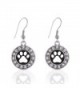 Inspired Silver Black and White Paw Print Circle Charm French Hook Earrings - CL12J71NSFN