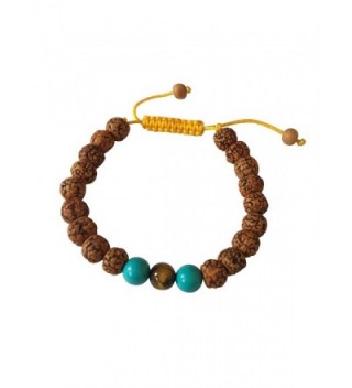 Tibetan Mala Rudraksha Wrist Mala Yoga Bracelet with Turquoise and Tiger Spacers - CV127IXIX1V