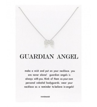 Zealmer Good Luck Elephant Angel Wings Thin Chain Card Wish Necklace for Women - Angel Wings Pendant - CA1840AHIQ5