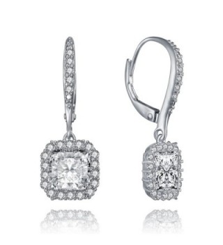 Lux Glam Romantic Zirconia Earrings Surrounded - Square Shape - C512L9G6TQT