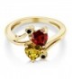 Yellow Citrine Garnet Plated Silver