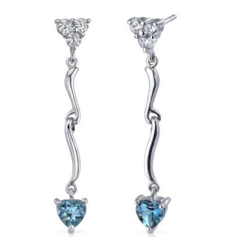 2.00 Carats London Blue Topaz Heart Dangle Earrings Sterling Silver Rhodium Nickel Finish - C7116LWIXMF