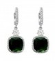 SELOVO Halo Drop Leverback Dangle Earrings Hoop Silver Tone - green - C412N72M8SC