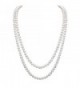 Merdia Elegant Women Lady Long White Created Pearl Sweater Necklace Beaded necklace - CN11Y47461L