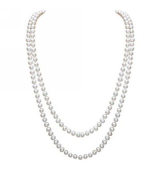 Merdia Elegant Women Lady Long White Created Pearl Sweater Necklace Beaded necklace - CN11Y47461L