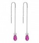 Body Candy Handcrafted Fuchsia Drop Threader Earrings Created with Swarovski Crystals - CV12CWUIVT9