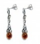 Honey Amber Sterling Silver Small Oval Celtic Earrings - CC1124196KZ