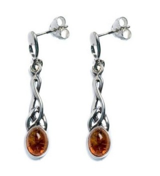 Honey Amber Sterling Silver Small Oval Celtic Earrings - CC1124196KZ